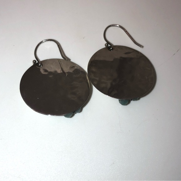 Silpada Sterling Silver Round Circle Floral Blue Quartzite Flower Earrings 1.6” - Picture 3 of 6